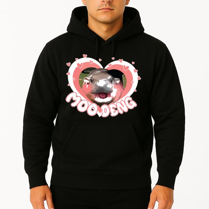 I Love Moo Deng Baby Hippo Moo Deng I Heart Moo Deng Hoodie