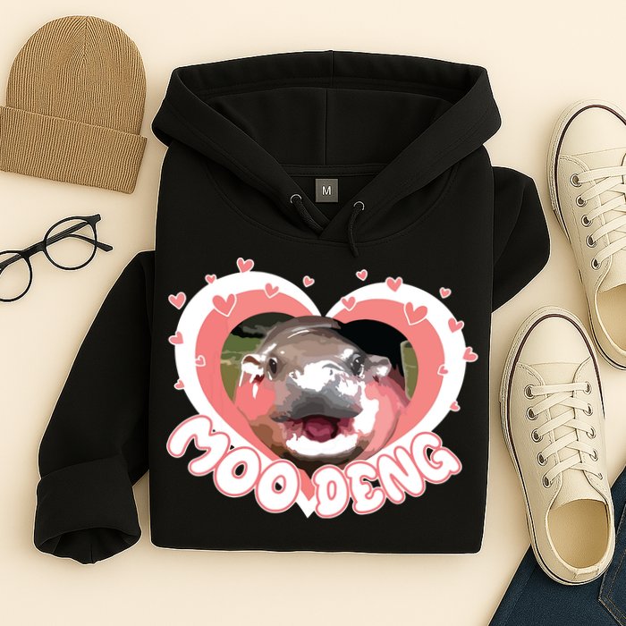 I Love Moo Deng Baby Hippo Moo Deng I Heart Moo Deng Hoodie