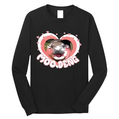 I Love Moo Deng Baby Hippo Moo Deng I Heart Moo Deng Long Sleeve Shirt