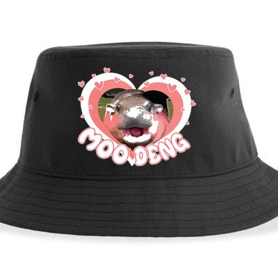 I Love Moo Deng Baby Hippo Moo Deng I Heart Moo Deng Sustainable Bucket Hat