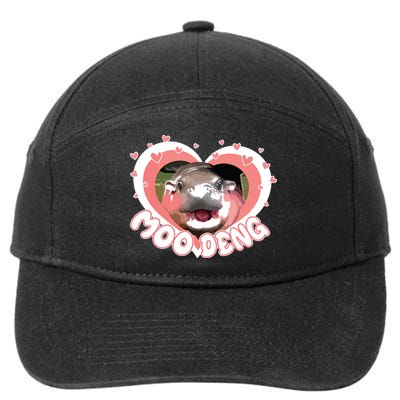 I Love Moo Deng Baby Hippo Moo Deng I Heart Moo Deng 7-Panel Snapback Hat