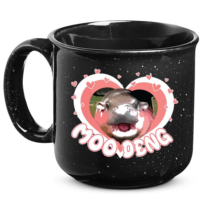 I Love Moo Deng Baby Hippo Moo Deng I Heart Moo Deng 15oz Campfire Ceramic Mug
