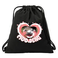 I Love Moo Deng Baby Hippo Moo Deng I Heart Moo Deng Drawstring Bag