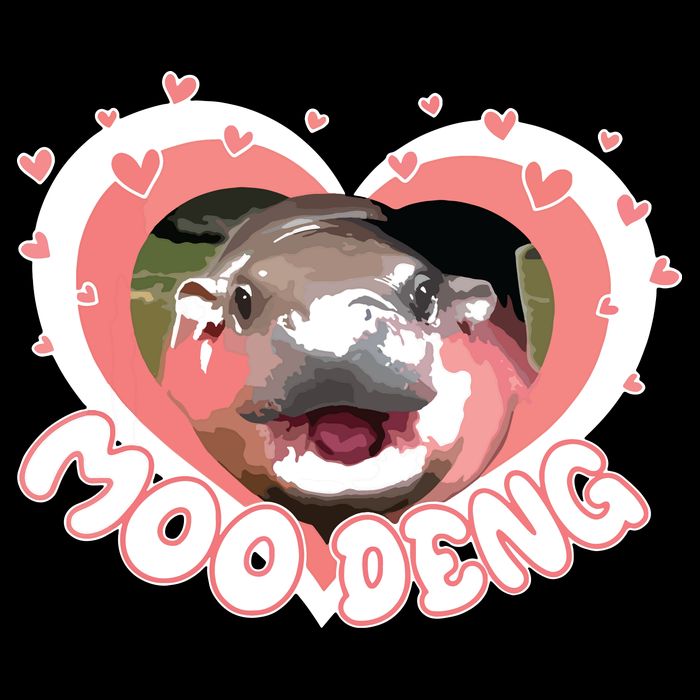 I Love Moo Deng Baby Hippo Moo Deng I Heart Moo Deng Drawstring Bag