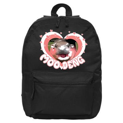 I Love Moo Deng Baby Hippo Moo Deng I Heart Moo Deng 16 in Basic Backpack