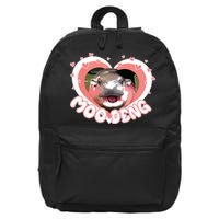 I Love Moo Deng Baby Hippo Moo Deng I Heart Moo Deng 16 in Basic Backpack