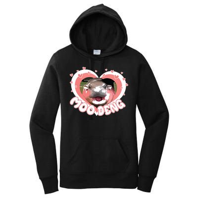 I Love Moo Deng Baby Hippo Moo Deng I Heart Moo Deng Women's Pullover Hoodie