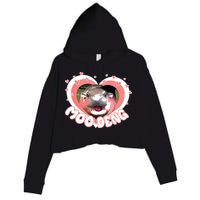I Love Moo Deng Baby Hippo Moo Deng I Heart Moo Deng Crop Fleece Hoodie