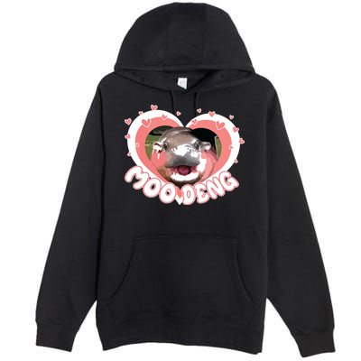 I Love Moo Deng Baby Hippo Moo Deng I Heart Moo Deng Premium Pullover Hoodie