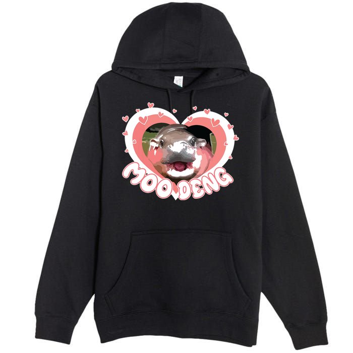 I Love Moo Deng Baby Hippo Moo Deng I Heart Moo Deng Premium Pullover Hoodie