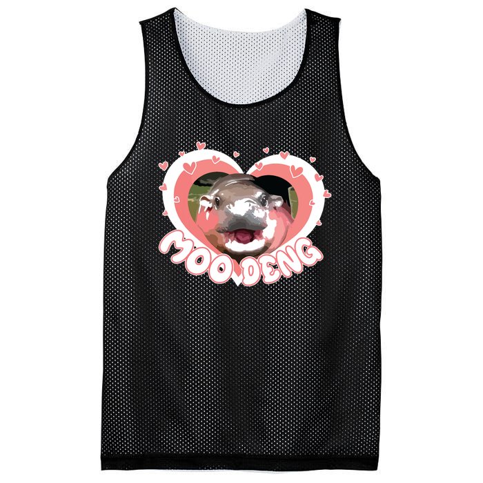 I Love Moo Deng Baby Hippo Moo Deng I Heart Moo Deng Mesh Reversible Basketball Jersey Tank