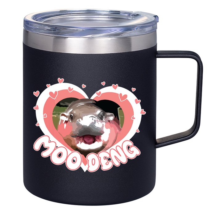 I Love Moo Deng Baby Hippo Moo Deng I Heart Moo Deng 12oz Stainless Steel Coffee Mug