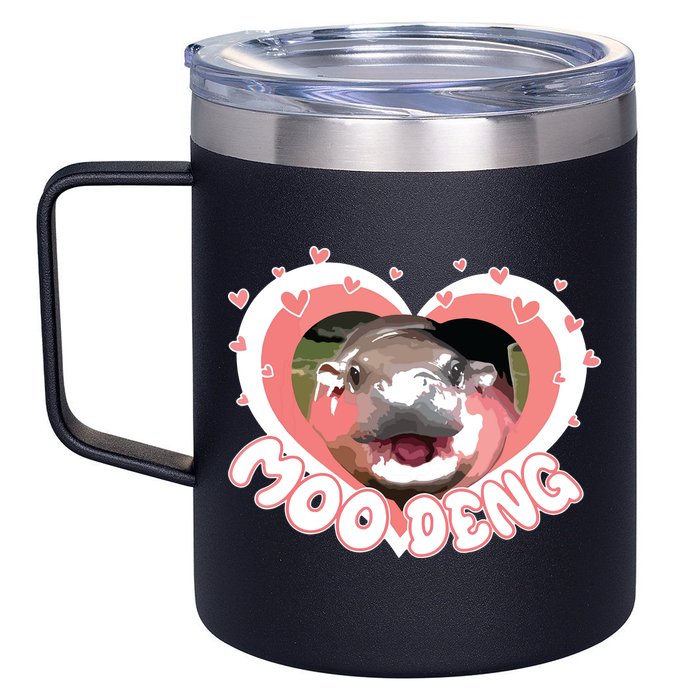 I Love Moo Deng Baby Hippo Moo Deng I Heart Moo Deng 12oz Stainless Steel Coffee Mug