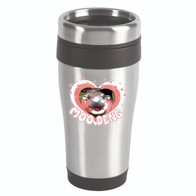 I Love Moo Deng Baby Hippo Moo Deng I Heart Moo Deng 16oz Travel Tumbler
