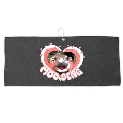 I Love Moo Deng Baby Hippo Moo Deng I Heart Moo Deng Large Microfiber Waffle Golf Towel
