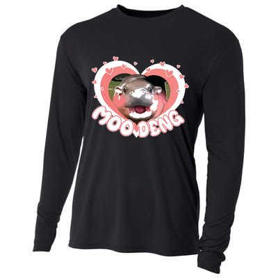 I Love Moo Deng Baby Hippo Moo Deng I Heart Moo Deng Cooling Performance Long Sleeve Crew