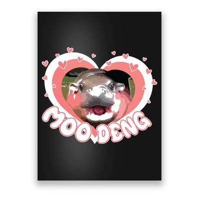 I Love Moo Deng Baby Hippo Moo Deng I Heart Moo Deng Poster
