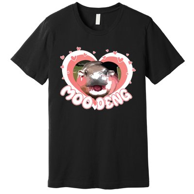 I Love Moo Deng Baby Hippo Moo Deng I Heart Moo Deng Premium T-Shirt