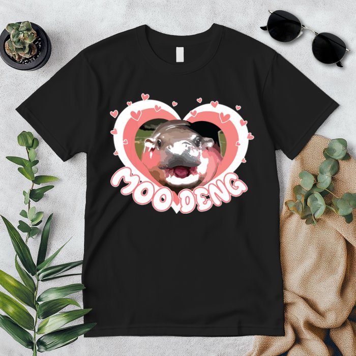 I Love Moo Deng Baby Hippo Moo Deng I Heart Moo Deng Premium T-Shirt