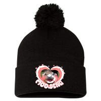 I Love Moo Deng Baby Hippo Moo Deng I Heart Moo Deng Pom Pom 12in Knit Beanie