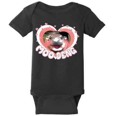 I Love Moo Deng Baby Hippo Moo Deng I Heart Moo Deng Baby Bodysuit