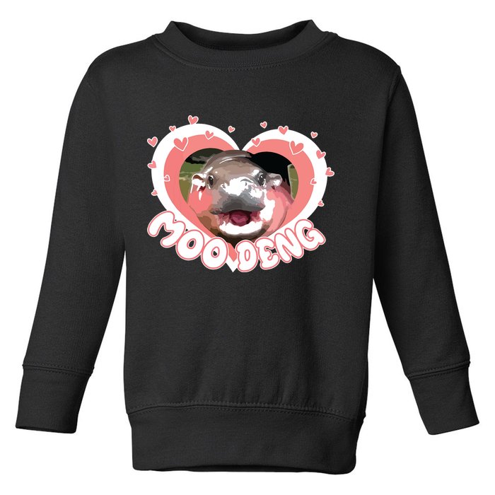 I Love Moo Deng Baby Hippo Moo Deng I Heart Moo Deng Toddler Sweatshirt
