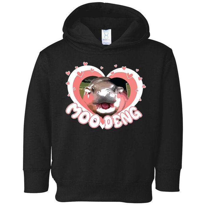 I Love Moo Deng Baby Hippo Moo Deng I Heart Moo Deng Toddler Hoodie