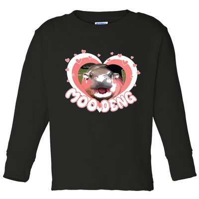 I Love Moo Deng Baby Hippo Moo Deng I Heart Moo Deng Toddler Long Sleeve Shirt