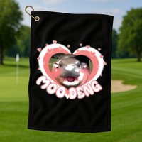 I Love Moo Deng Baby Hippo Moo Deng I Heart Moo Deng Golf Towel
