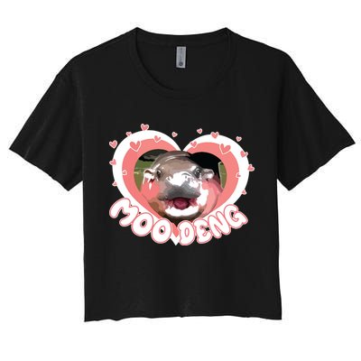 I Love Moo Deng Baby Hippo Moo Deng I Heart Moo Deng Crop Top