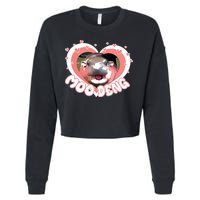 I Love Moo Deng Baby Hippo Moo Deng I Heart Moo Deng Cropped Pullover Crew