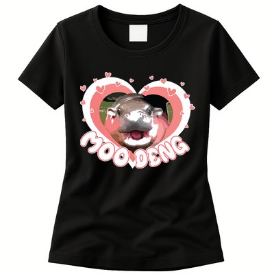 I Love Moo Deng Baby Hippo Moo Deng I Heart Moo Deng Womens T-Shirt
