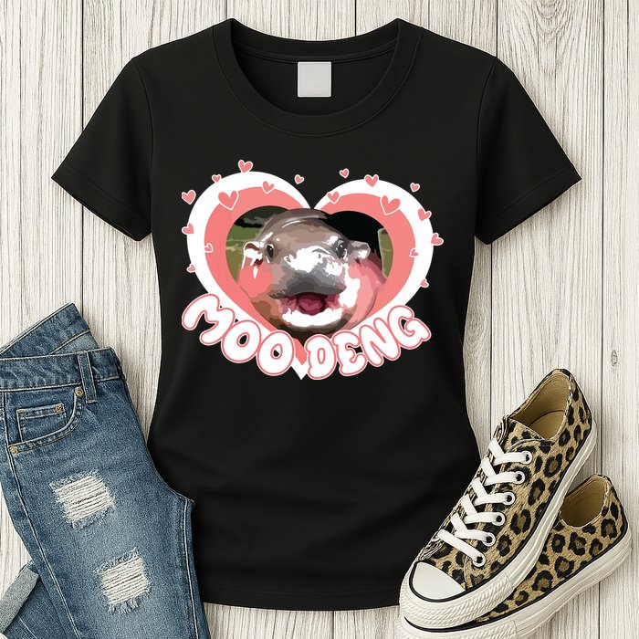 I Love Moo Deng Baby Hippo Moo Deng I Heart Moo Deng Womens T-Shirt