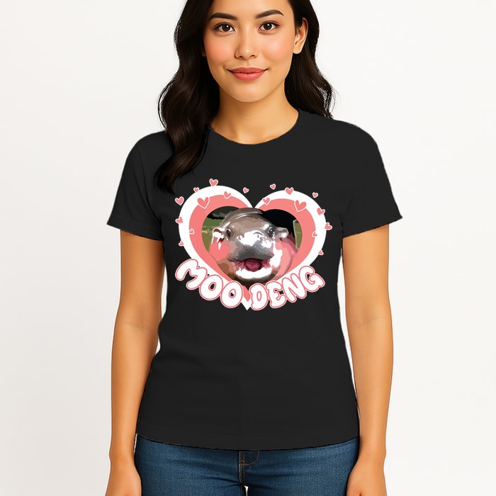 I Love Moo Deng Baby Hippo Moo Deng I Heart Moo Deng Womens T-Shirt