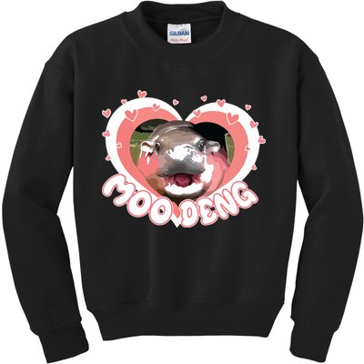 I Love Moo Deng Baby Hippo Moo Deng I Heart Moo Deng Kids Sweatshirt