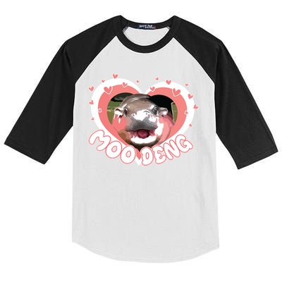 I Love Moo Deng Baby Hippo Moo Deng I Heart Moo Deng Kids Colorblock Raglan Jersey