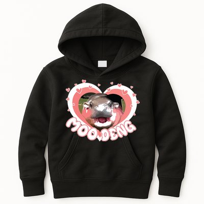 I Love Moo Deng Baby Hippo Moo Deng I Heart Moo Deng Kids Hoodie