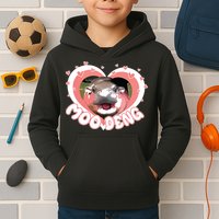 I Love Moo Deng Baby Hippo Moo Deng I Heart Moo Deng Kids Hoodie