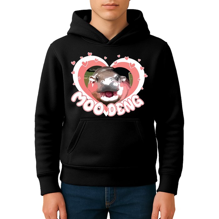 I Love Moo Deng Baby Hippo Moo Deng I Heart Moo Deng Kids Hoodie