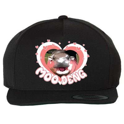 I Love Moo Deng Baby Hippo Moo Deng I Heart Moo Deng Wool Snapback Cap