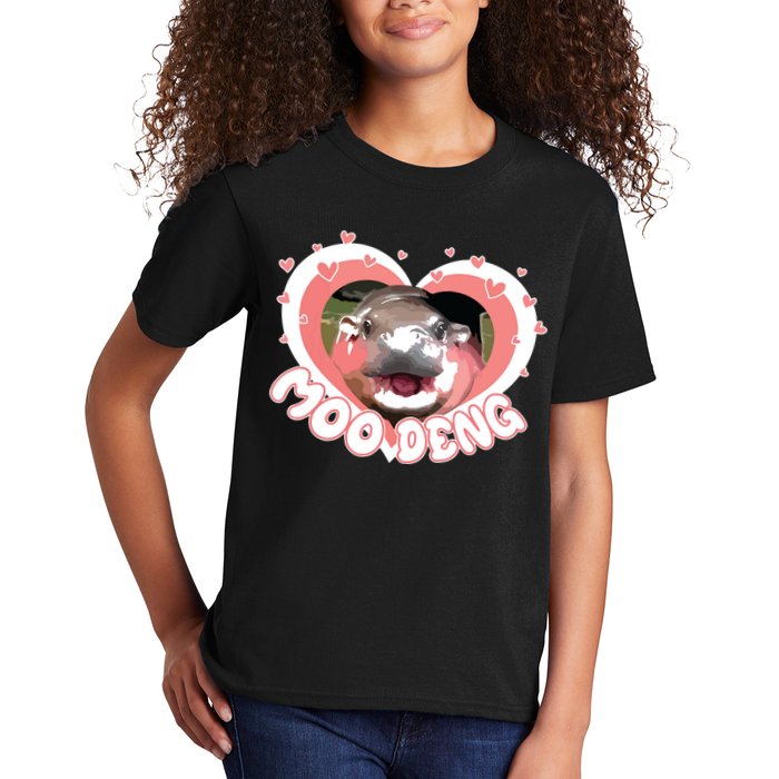 I Love Moo Deng Baby Hippo Moo Deng I Heart Moo Deng Kids T-Shirt