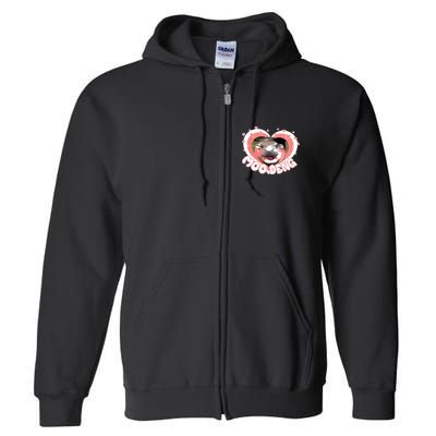 I Love Moo Deng Baby Hippo Moo Deng I Heart Moo Deng Full Zip Hoodie