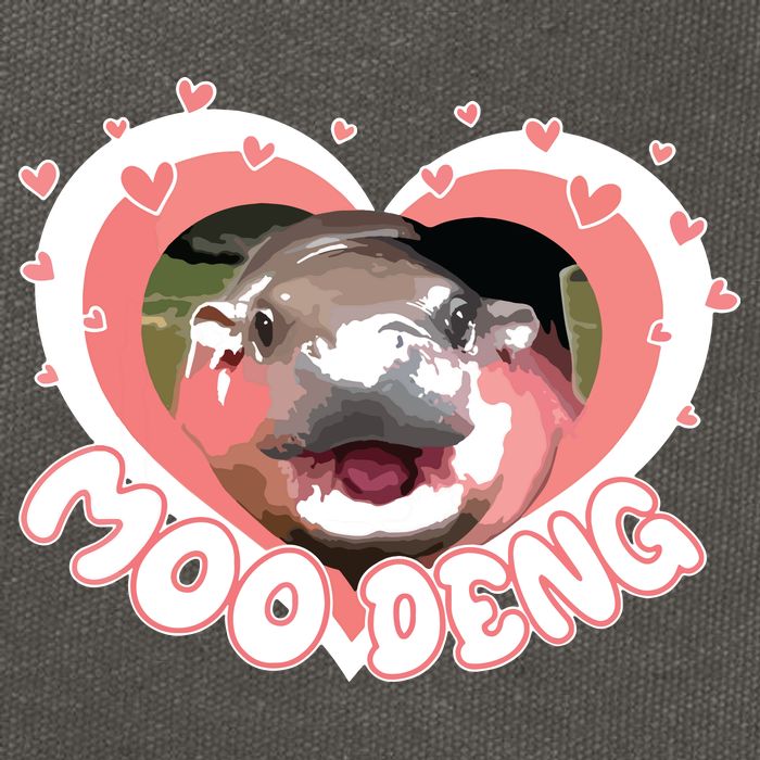 I Love Moo Deng Baby Hippo Moo Deng I Heart Moo Deng Cotton Canvas Backpack