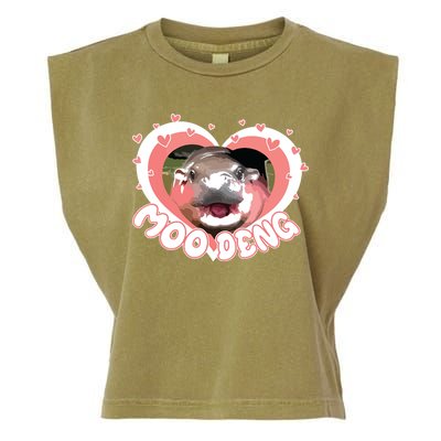 I Love Moo Deng Baby Hippo Moo Deng I Heart Moo Deng Garment-Dyed Women's Muscle Tee