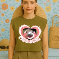 I Love Moo Deng Baby Hippo Moo Deng I Heart Moo Deng Garment-Dyed Women's Muscle Tee