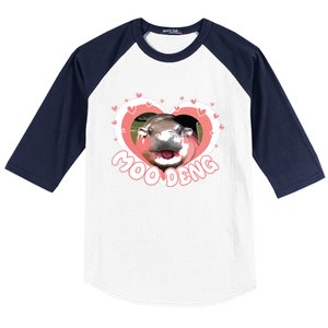 I Love Moo Deng Baby Hippo Moo Deng I Heart Moo Deng Baseball Sleeve Shirt