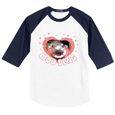 I Love Moo Deng Baby Hippo Moo Deng I Heart Moo Deng Baseball Sleeve Shirt