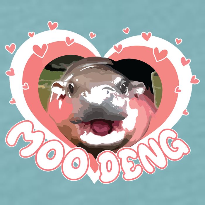 I Love Moo Deng Baby Hippo Moo Deng I Heart Moo Deng Sueded Cloud Jersey T-Shirt