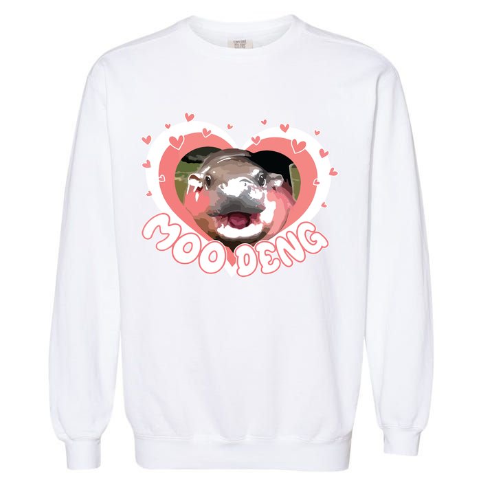 I Love Moo Deng Baby Hippo Moo Deng I Heart Moo Deng Garment-Dyed Sweatshirt