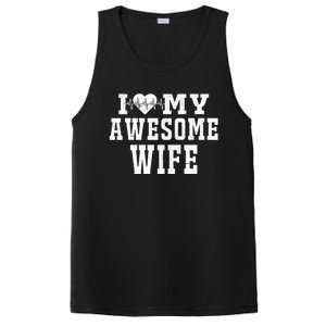 I Love My Awesome Wife Heartbeat Valentines Day For My Wife Funny Gift PosiCharge Competitor Tank